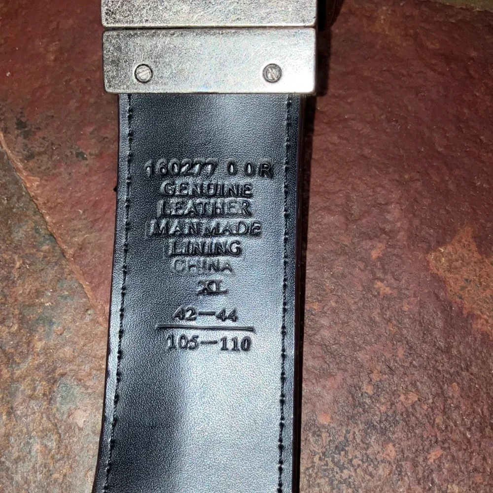 Reversible Brown/Black Leather Belt with Metal Studs and Silver‎ Buckle